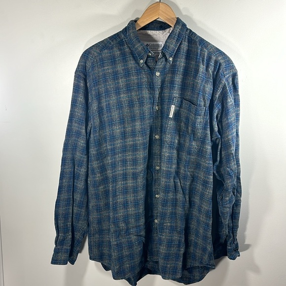 1990's VINTAGE Columbia Button Down Flannel 100% Cotton - Picture 1 of 6